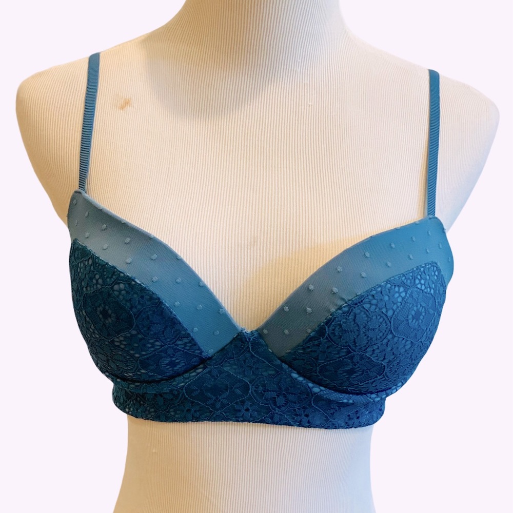 Victoria’s Secret Padded Demi Bralette Blue M Bra Lingerie Loungewear
